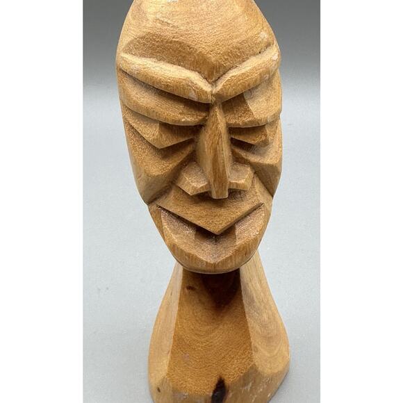 Hand Carved Totem Style Tiki Albuquerque NM Light Wood Matte Finish 7 Inches - Picture 3 of 8
